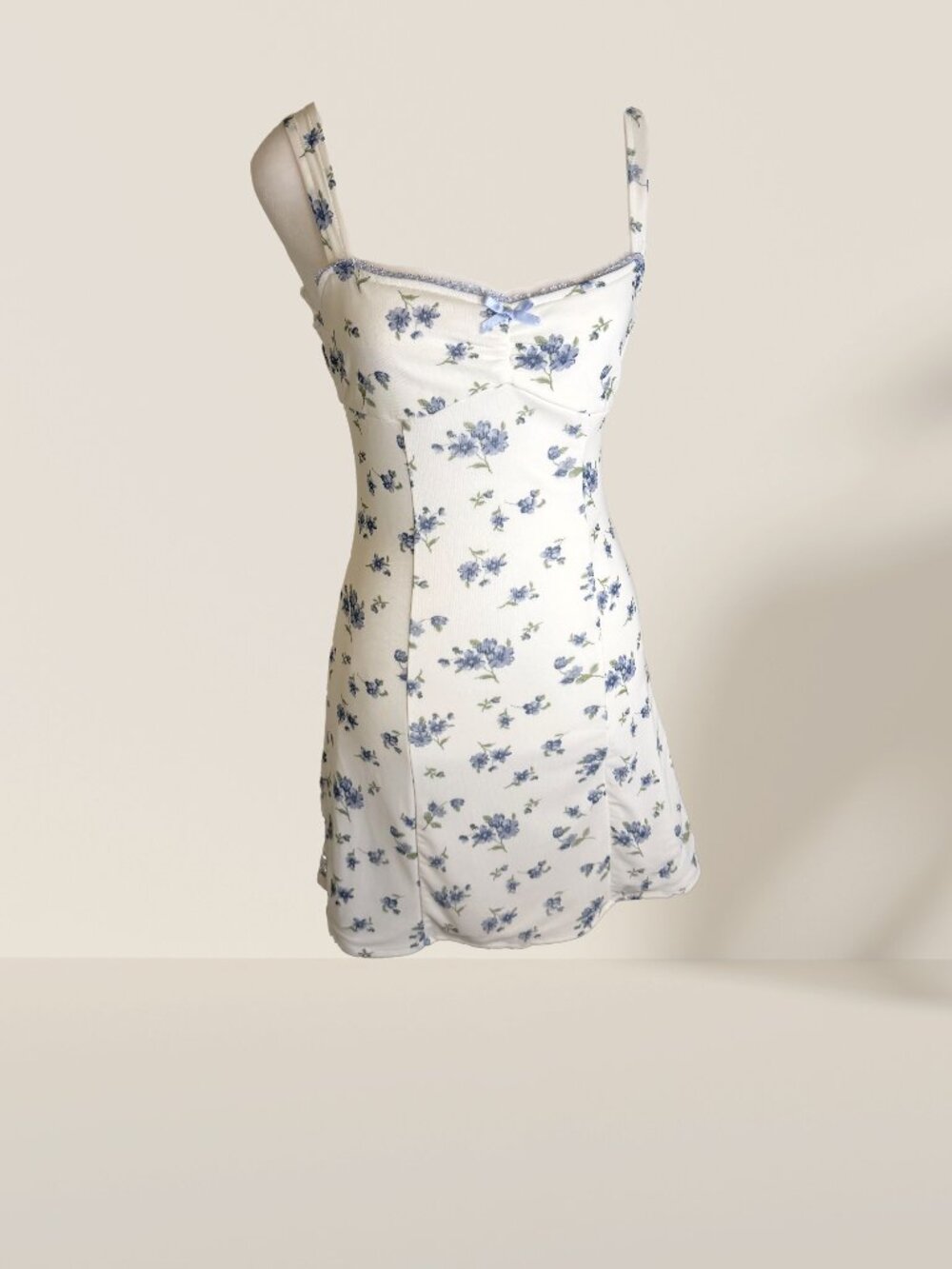 Thirty Thirty LA White Blue Floral Mini Slip Dress Size S | Cottagecore - Picture 5 of 9
